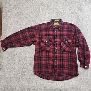 Vintage Koman Thick Flannel Mens Large Plaid Long Sleeve Button Down Shirt